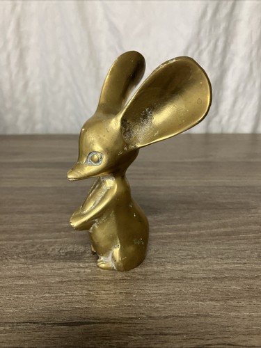 VTG Brass Heavy Big Ears Mouse Figurine 5” - Picture 2 of 9