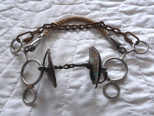 5 " COMBO HACKAMORE ROPE NOSE TWISTED CURVE DOG BONE MOUTH, W/CHEEK GUARDS