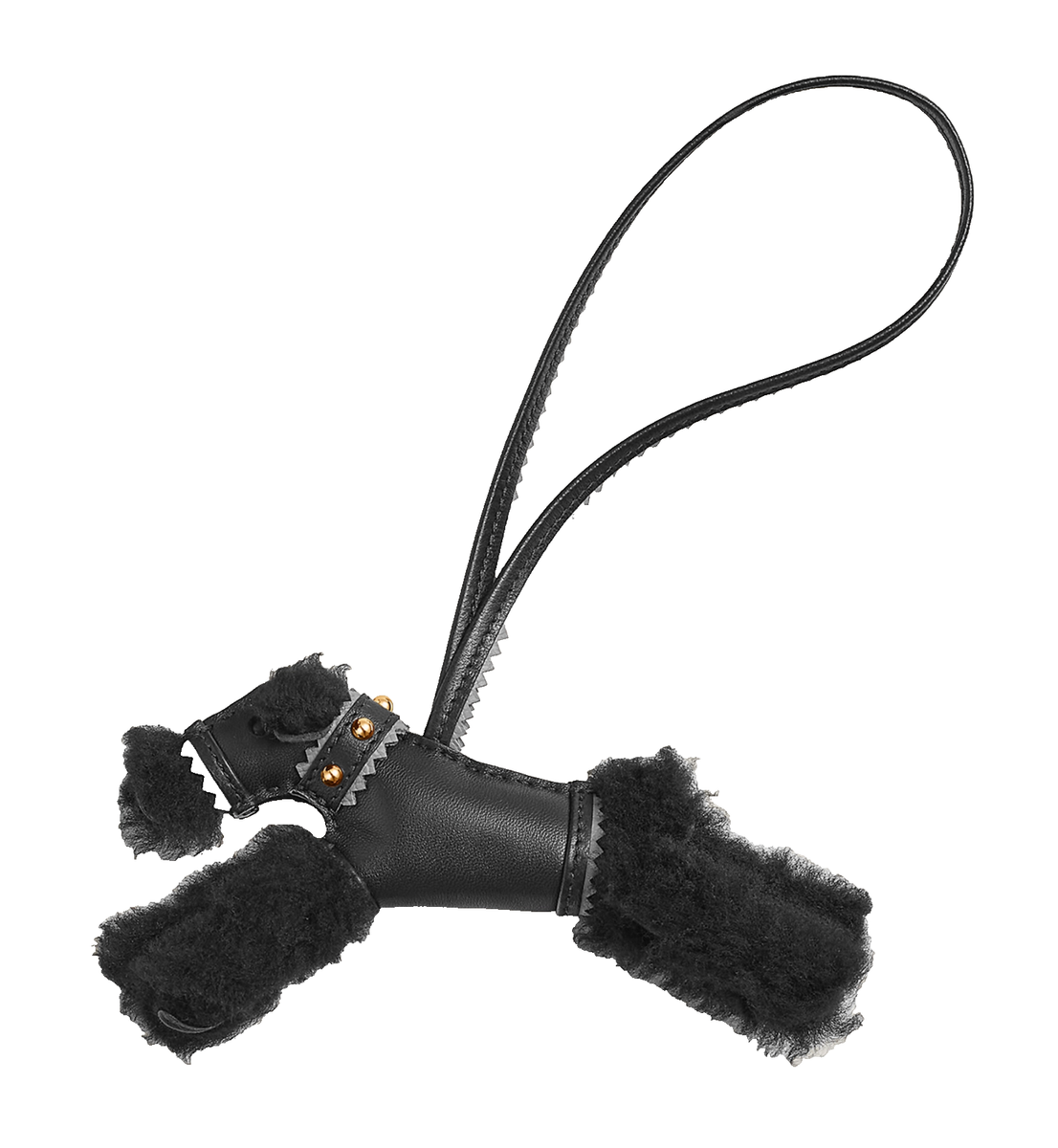 Hermes Budy Apic Dog Rodeo Rock PM Black Gold Studded Milo Leather