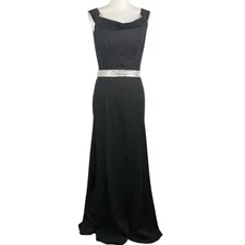 Aspeed Black Off the Shoulder Special Occasion Rhinestone Belt Maxi Dress Size L