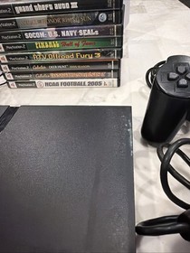 Sony PS2 Slim SCPH-70012 Console Bundle w/ 2 OEM Controllers, 7 Games & GTA
