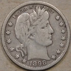 1898-O Barber Quarter 25c VF as Pictured L3-3