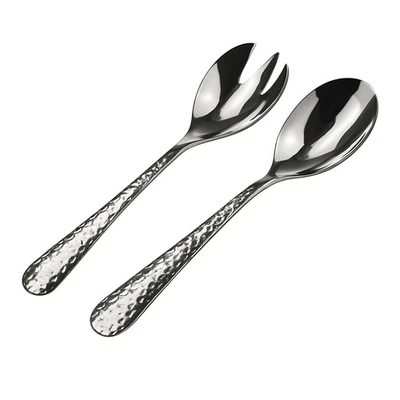 Solex Lena Salatset 1 Stück Serviergabel und Servierlöffel in Hammerschlagoptik