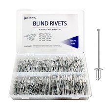 Blind Rivets Assortment Kit 1000 Pcs - Aluminum Pop Rivets (1/8" 4 Sizes) Cor...