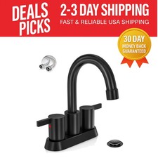 360 Swivel Spout 4 Inch Centerset Faucet - Matte Black Home RV Bathroom Oasis