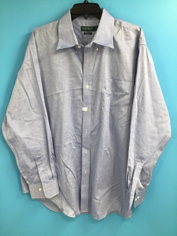 Mens Ralph Lauren Classic Fit Non Iron Blue Button Shirt LS - Size-12.5 (34/35)