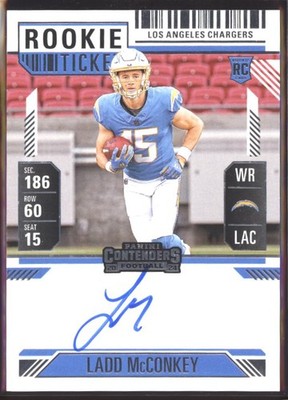 2024 Ladd McConkey Contenders Rookie Ticket Auto RC #110 (J17) $6 MAX SHIP