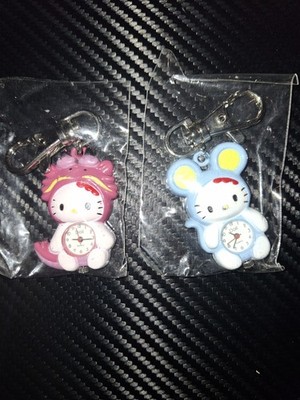 Vintage Hello Kitty Time Piece Key Chains Quartz Doll 2pcs