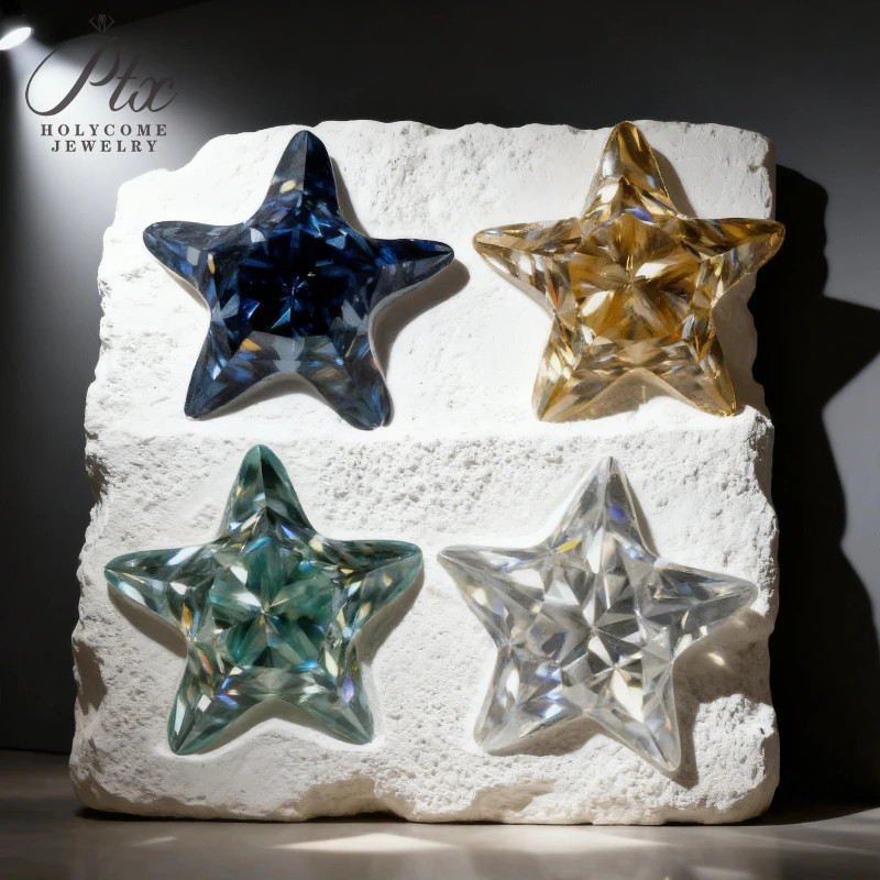 Piedra suelta de moissanita de 0,5-5 quilates con forma de estrella de color original piedra preciosa certificado GRA
