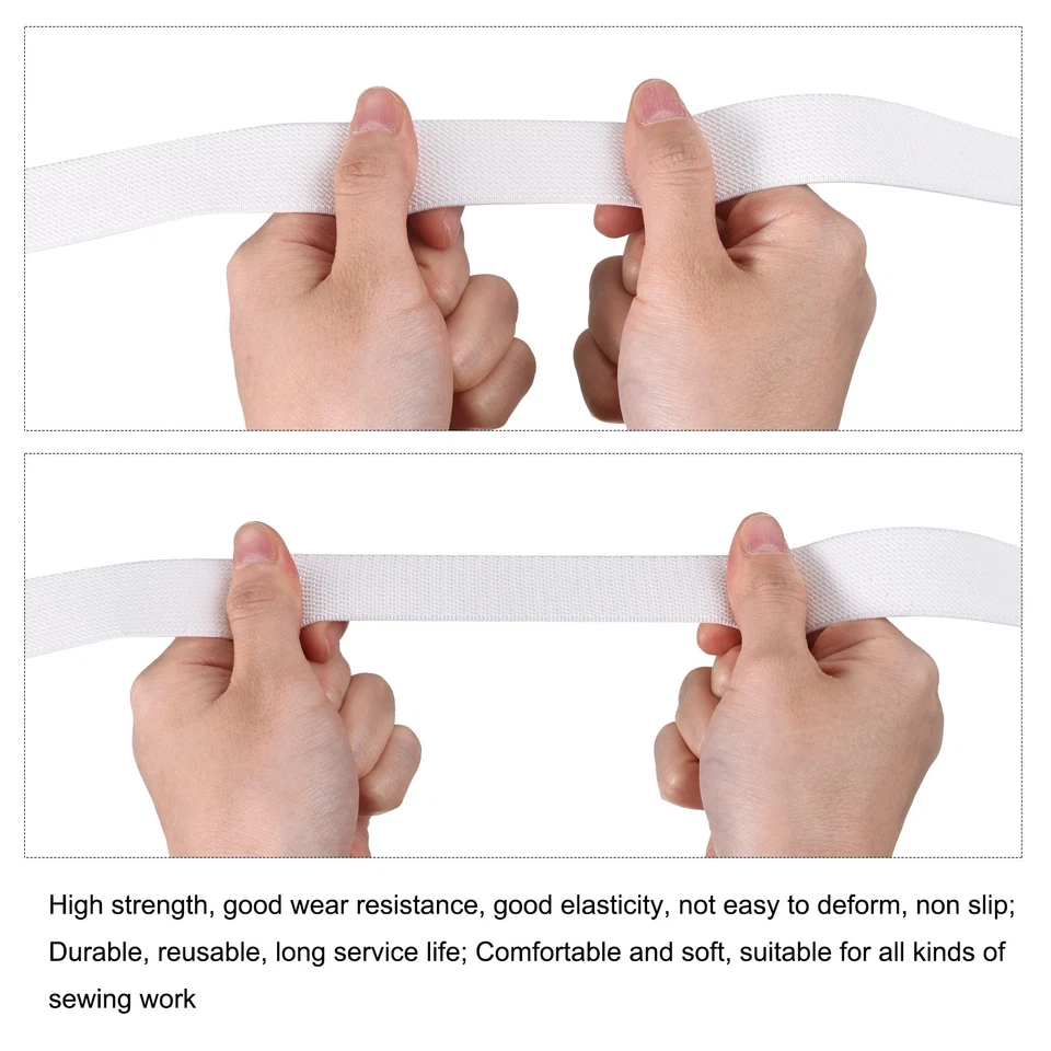 Bandas elásticas para coser carrete elástico tejido blanco de 3 cm 5 yardas Foto 3 de 4
