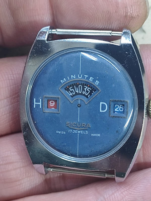 1975s Sicura Mechnical Jump Hour,  Digital  Watch Movement Working NOS