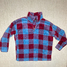 Eddie Bauer Women’s Sherpa Fleece 1/4 Zip Pullover Sweatshirt Blue Red XL
