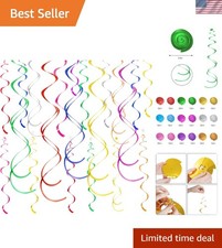 Colorful Ceiling Swirl Foil Decorations Hanging Plastic Streamer Themed Swirl...