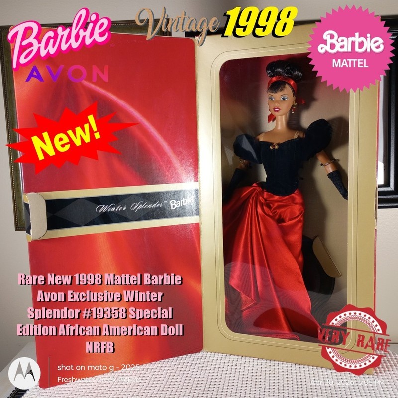 1998 Mattel Barbie Avon Winter Splendor Special Edition African American Doll