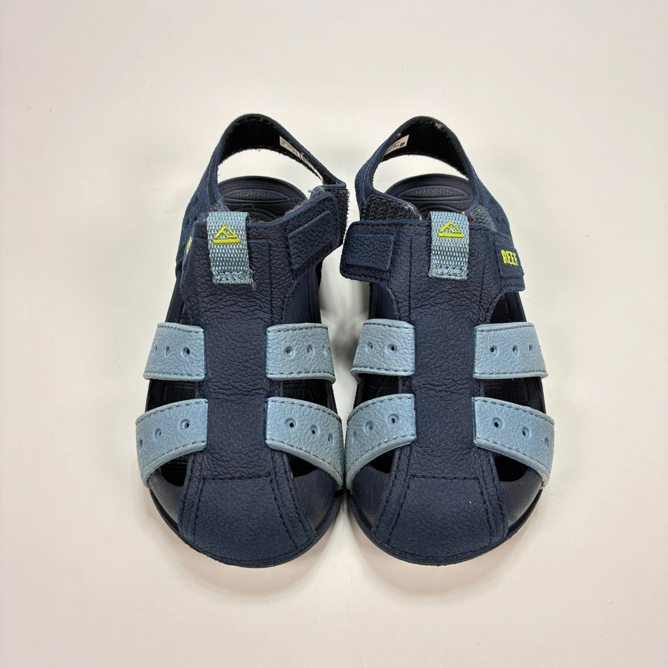Sandalias de playa Reef Little Water azul marino correas ajustables niños niños talla 8 Foto 4 de 4
