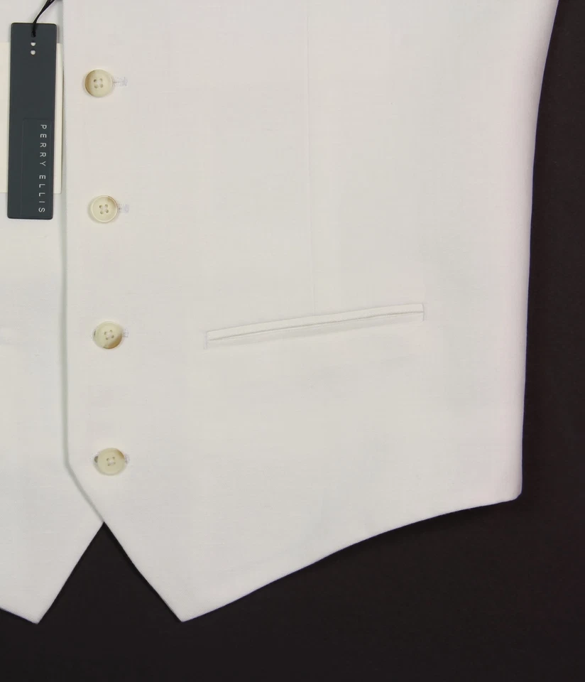Men's PERRY ELLIS White Linen Vest XL Extra Large NEW NWT Nice! - Image 3 of 4