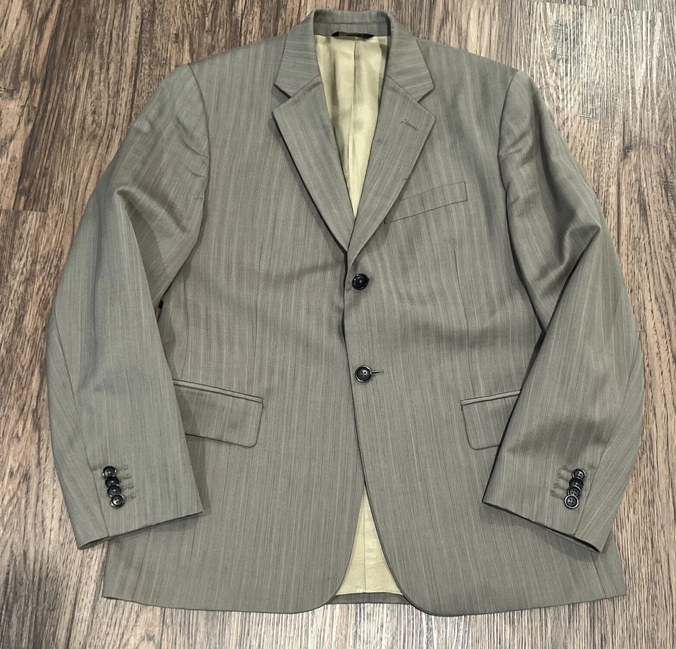 Костюм мужской Banana Republic 40S брюки 33X30 два предмета светло-коричневый в тонкую полоску - Изображение 3 из 4