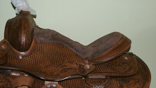 XMAS Present - 16" Western Show Saddle Hand Tooled Floral Natural Brown 0060