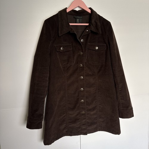 House Of Harrow 1960 Mini Dress Brown Corduroy Button Down Size L Pre-owned - Picture 4 of 13