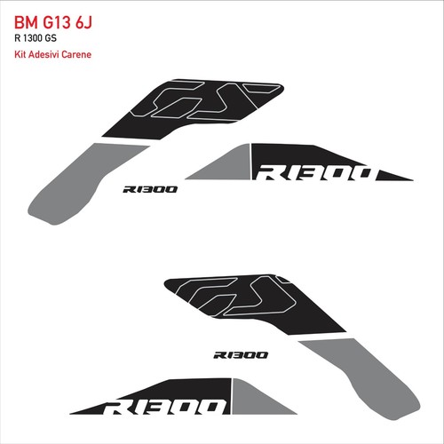 Adesivi carene Moto BMW R 1300 gs Nero e Grigio Scuro BM G13 6J - Picture 2 of 2