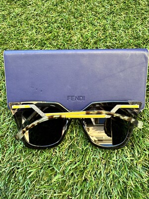 FENDI IRIDIA 52MM FF0060/S MIRRORED CAT EYE BLUE YELLOW METALLIC SUNGLASSES FENDI IRIDIA 52MM FF0060/S MIRRORED CAT EYE BLUE LENS YELLOW  main image 3
