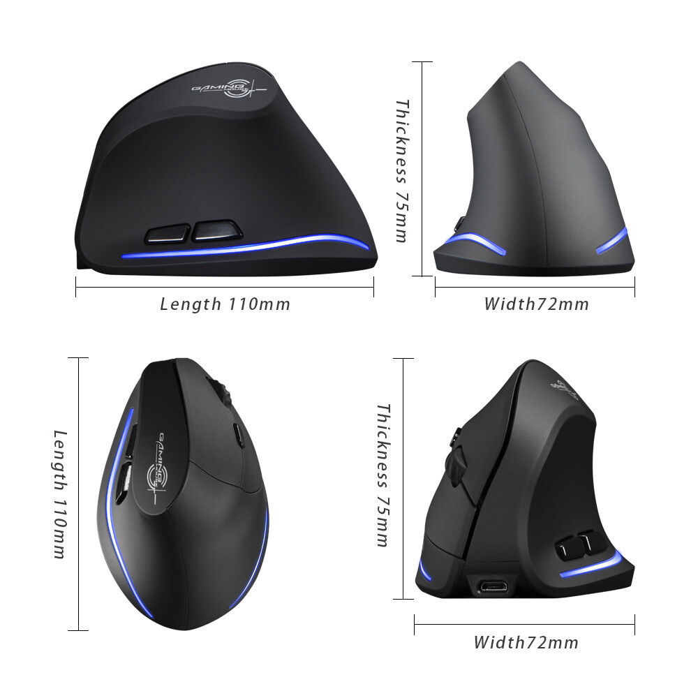 Vertical Mouse Ergonomic 2400 DPI Gaming Mouse Rechargeable for PC