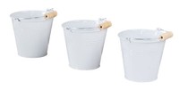 3Er Set Pflanztopf Metall H10Cm Weiß KräUtertopf Mini Eimer Verzinkt Blumentopf