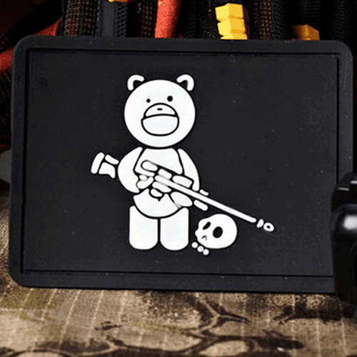 3D PVC BLACK BEAR SNIPER HUNTER USA ARMY TACTICAL HOOK LOOP PATCH BADGE DARK - Picture 6 of 6
