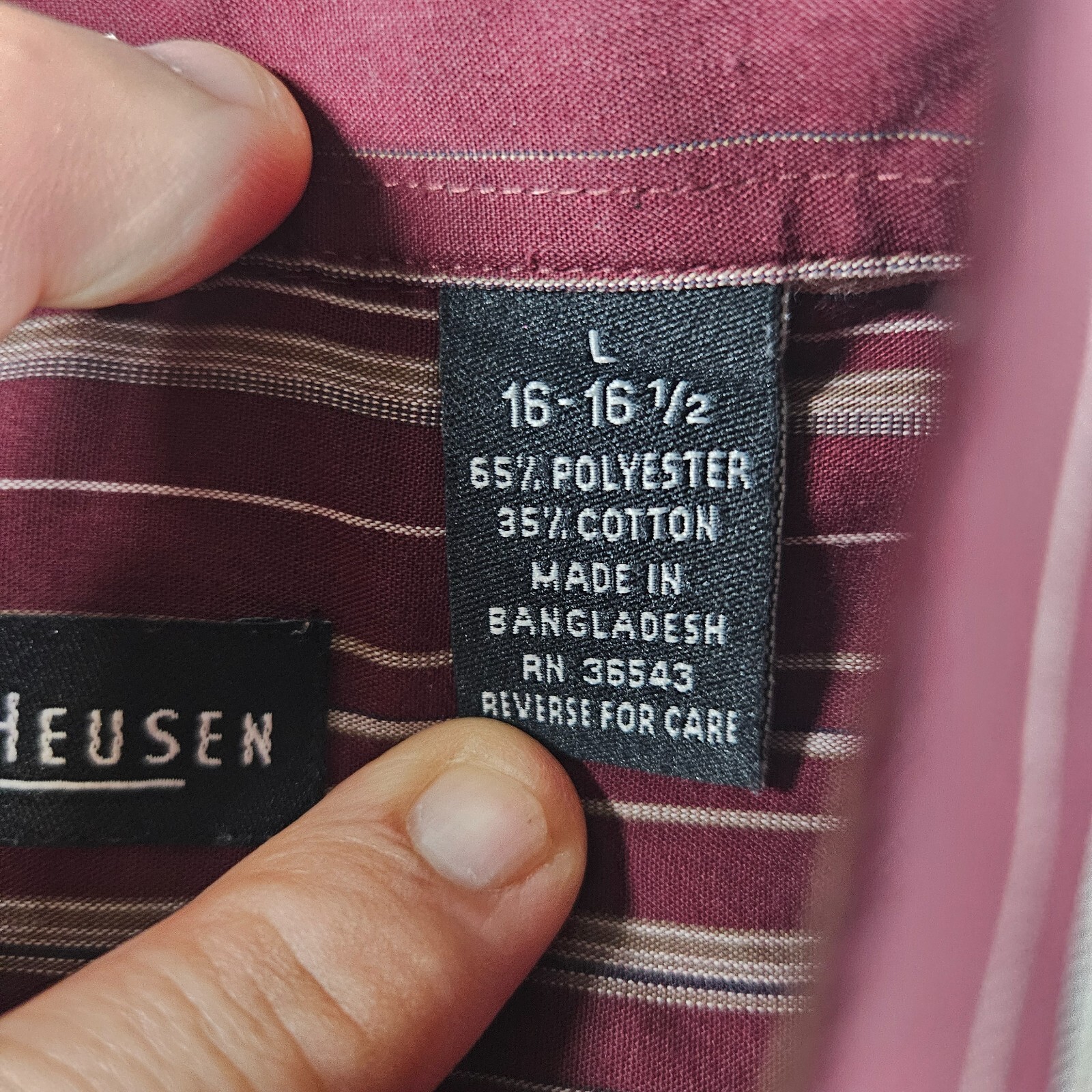 Lot of 2 -16 16.5 Van Heusen Dress Shirt Button Up Long Sleeve - Striped & Plaid thumbnail 4