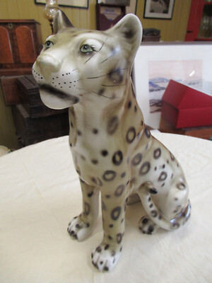 Vintage große italienische Keramik Leopard Gepard Raubkatze 14 Zoll hoch SELTEN Italien MCM