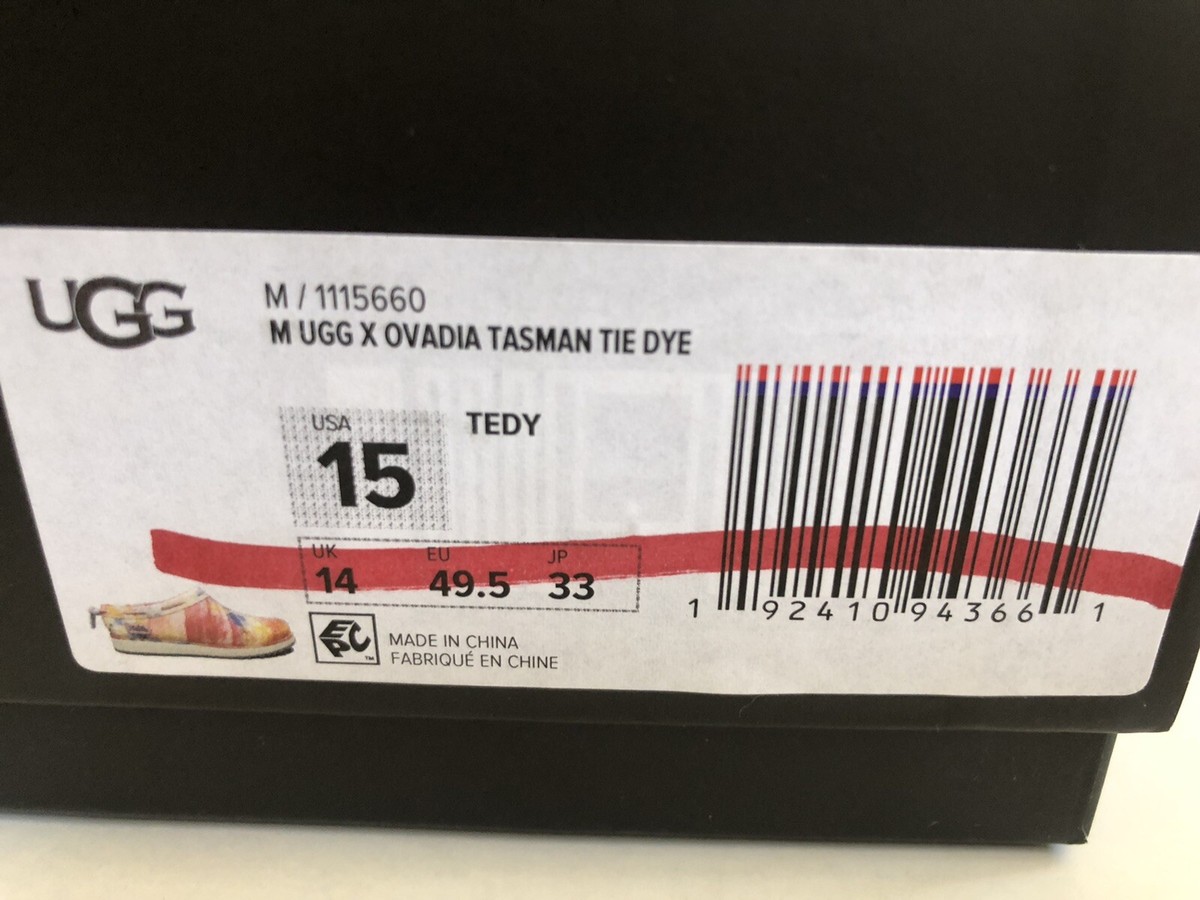 UGG X OVADIA MEN TASMAN TIE DYE LIMITED EDITION SHOE US 15 