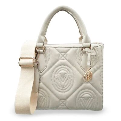Valentino Orlandi Ivory White Quilted Monogram Handbag Crossbody