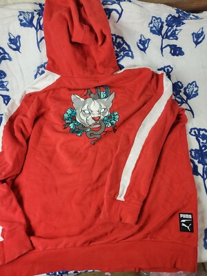 puma mc Apex Red  59992101 Men's Hoodie Size XXL 2XL Nice Red Cat Snake Cobra+
