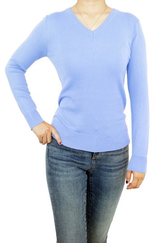 Women Pullover Soft Knit V-Neck Fitted or Loose Casual Cute Sweater USA STOCK - Picture 8 of 43