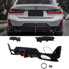 Gloss Black Diffuser For Bmw 3 Series G20 Lci 2023 2024 Rear Lip With Led Light Gloss Black Diffuser For Bmw 3 Series G20 Lci 2023 2024 Rear Lip With Led Light