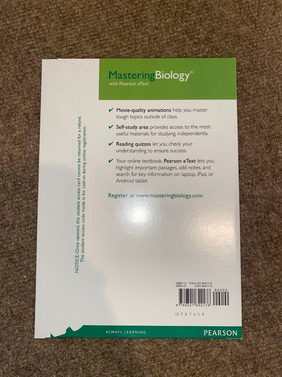 MasteringBiology with Pearson EText --only Student Access Code Card ...