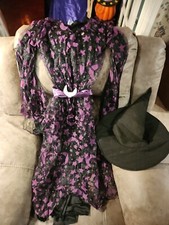 Witch Halloween Costume With Purple Stars/Moons Medium