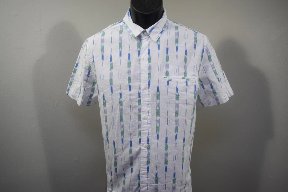 Topman Button Up Shirt Striped Short Sleeve Casual Mens Size Medium - Image 2 of 4