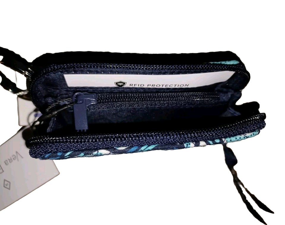 🐚 Vera Bradley New Shore Enough RFID Petite Zip Around Wallet NWT Blue