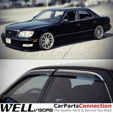 WellVisors Window Visors 95-00 For Lexus LS400 Side Deflectors Chrome