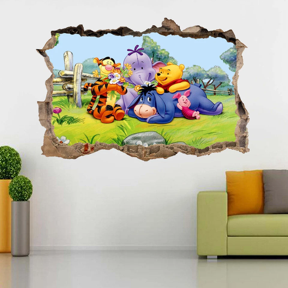 Winnie The Pooh 3D Smashed Broken Decal Wall Sticker J480 - Image 3 of 4