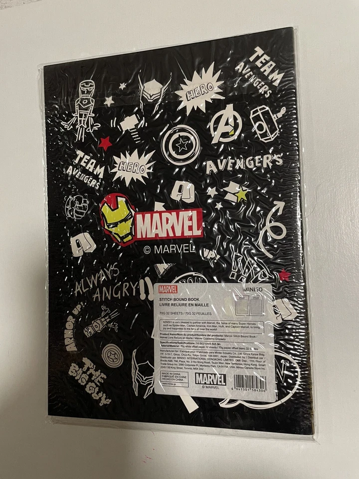 Marvel Iron Man Stitch Bound Book 32 páginas, 5,5 x 8,5, Miniso, Nuevo en Paquete Foto 2 de 3