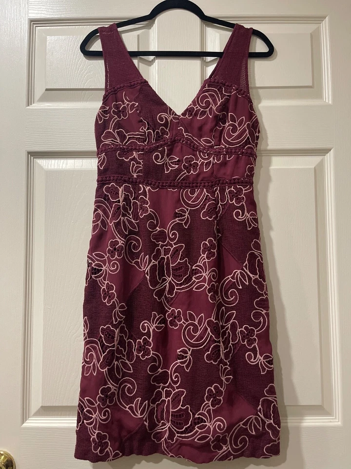 Anthropologie Moulinette Soeurs Ariana Lace Column Sheath Dress Wine Size 6 NWOT - Image 2 of 4