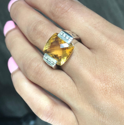 David Yurman - Citrine and Diamond Ring-  Size 7
