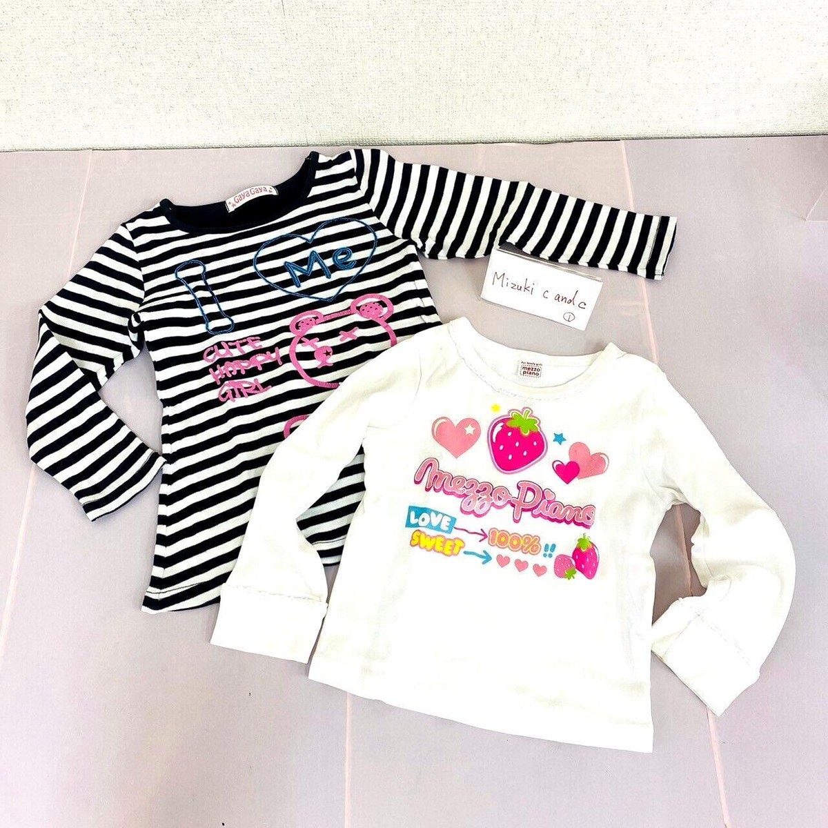 新品未開封　mezzo piano 110 Mezzo Piano T-shirt 110 Size 2 Set Long Sleeve Strawberry