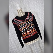 Vintage 90s Ugly Christmas Sweatshirt Sweater Santa Teddy Bears Snowflakes Sz S