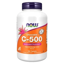 NOW FOODS Vitamin C-500 Orange Chewable 100 Tablets