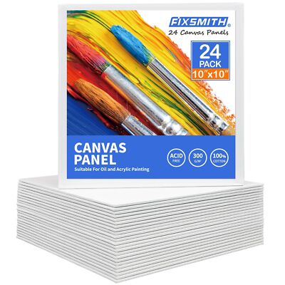FIXSMITH Canvas Boards for Painting 10x10 Inch, Super Value 24 Pack Paint Can...
