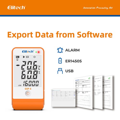Elitech GSP-6 data logger di temperatura registratore di umidità sensore esterno porta USB - Foto 5 di 23