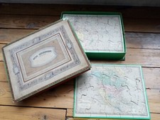 c. 1850 🧩 TRES RARE 9 PUZZLES GEOGRAPHIQUES ANCIENS Jeu jouet Globe terrestre